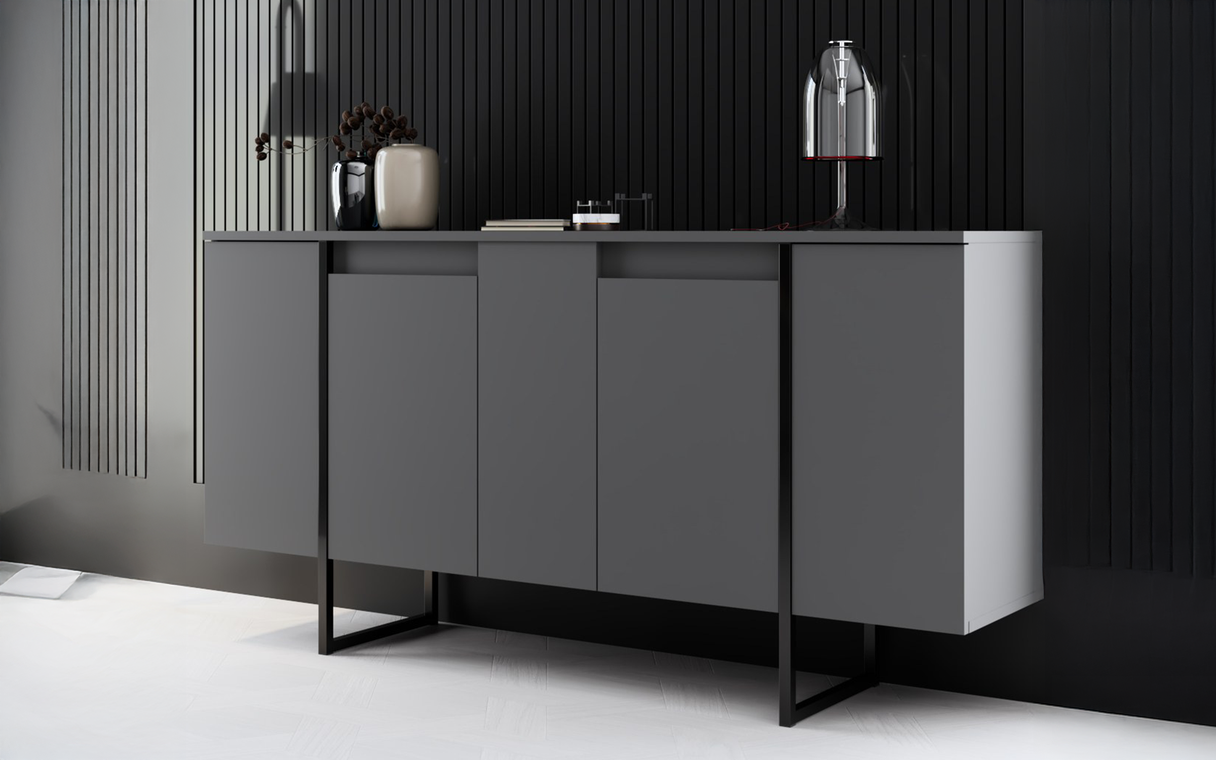 Set living Larso, antracit + negru  3